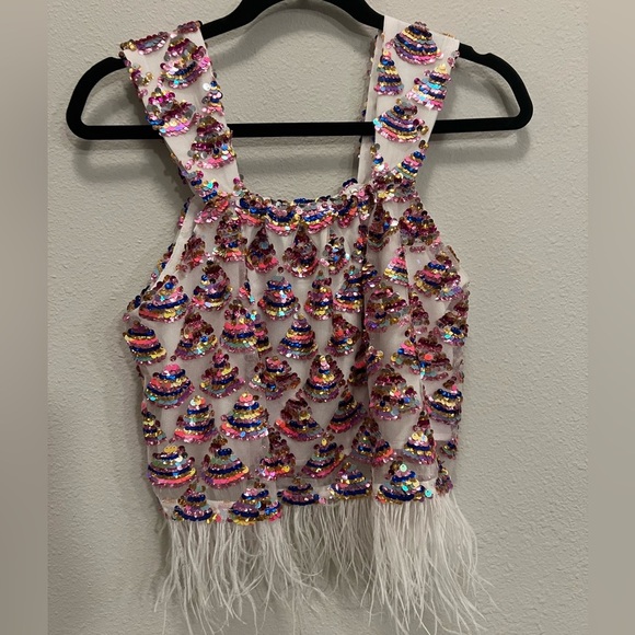 Queen of sparkles SET Sequin triangle feather birthday set | Size S ($300) NWT - Picture 10 of 12